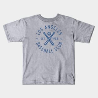 Retro LA Baseball Club Stamp Logo (Blue) Kids T-Shirt